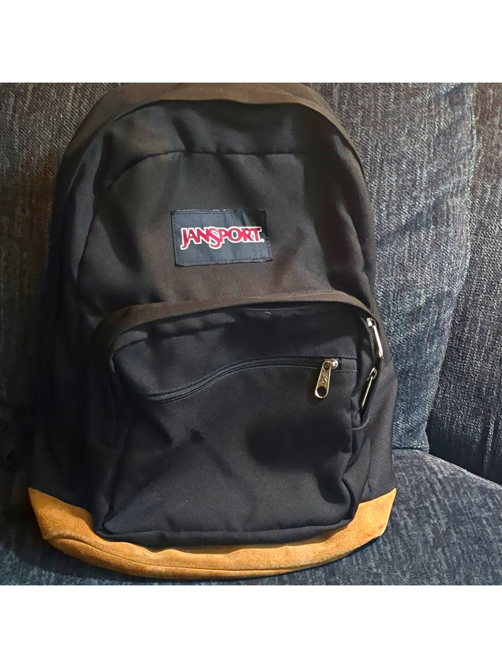 JanSport Right Pack Black Backpack Suede Bottom School Travel Daypack Bag